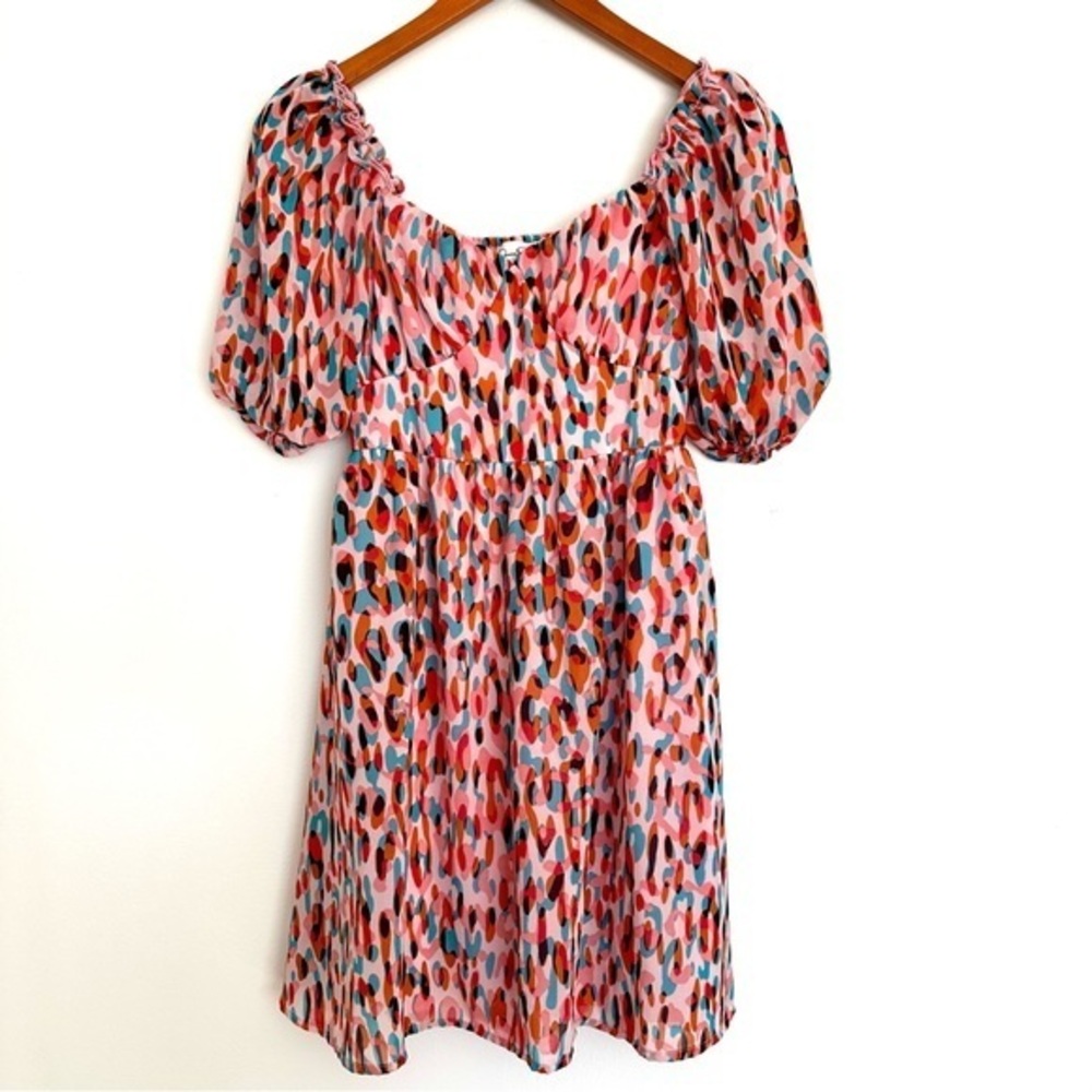 Jessica Simpson Red and Pink Smocked Mini Dress Size Small